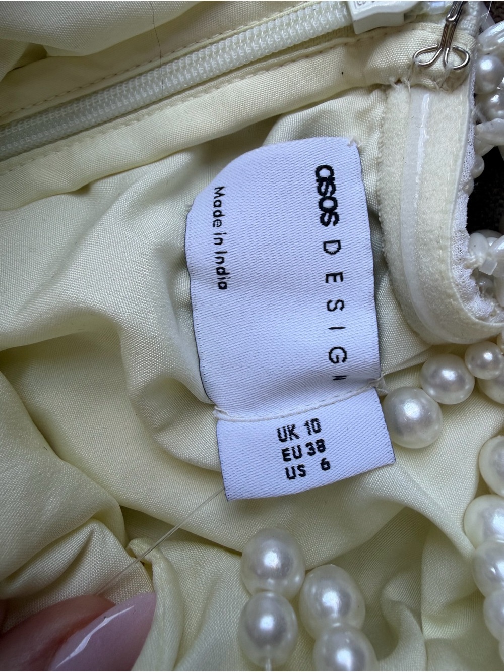 ASOS corset bandeau mini dress with pearl beading in ivory - Picture 3 of 5